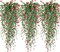 3 Pcs Artificial Hanging Flowers for Outdoors - UV Resistant Fake Trailing Vines, 30" Faux Hanging Plants with Dark Red Blooms, No Fade Silk Ivy for Garden, Porch, Patio & Indoor Wall Decor